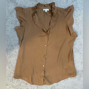 Calvin Klein Tan Ruffled Blouse